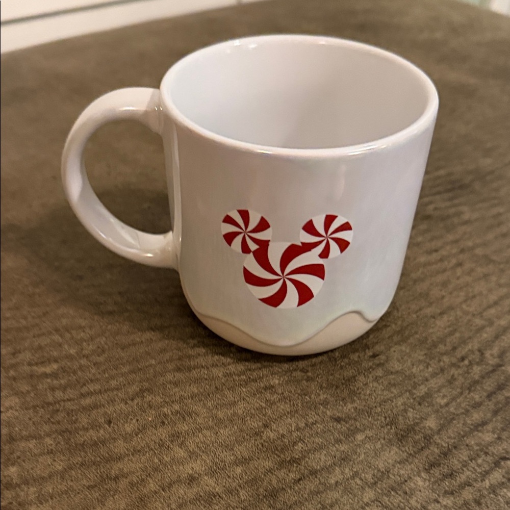 Disney Iridescent White Mug Home with Red Peppermint Design